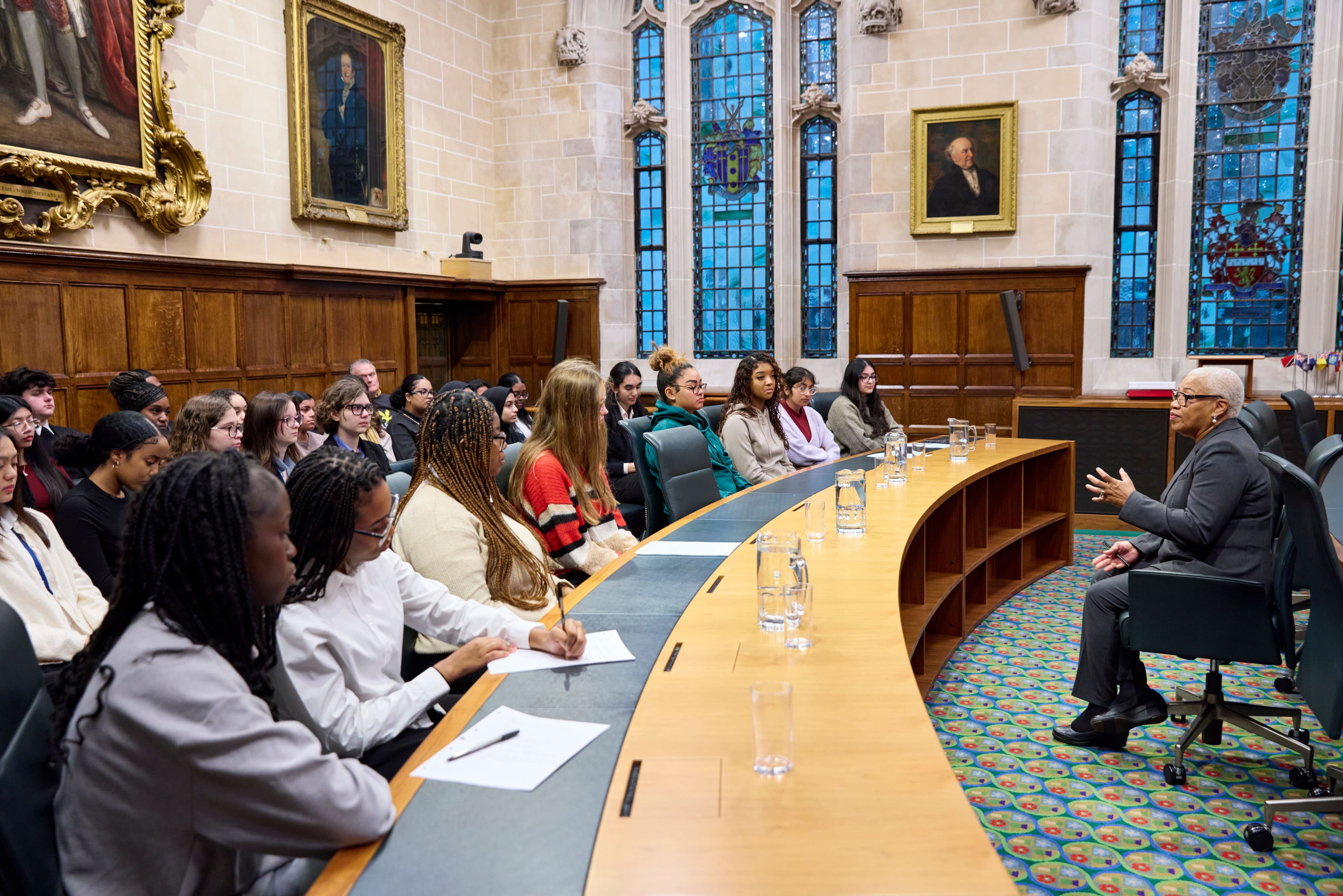 Dame Janice speaks to students during an Ask a Justice session on Thursday, 12 December.